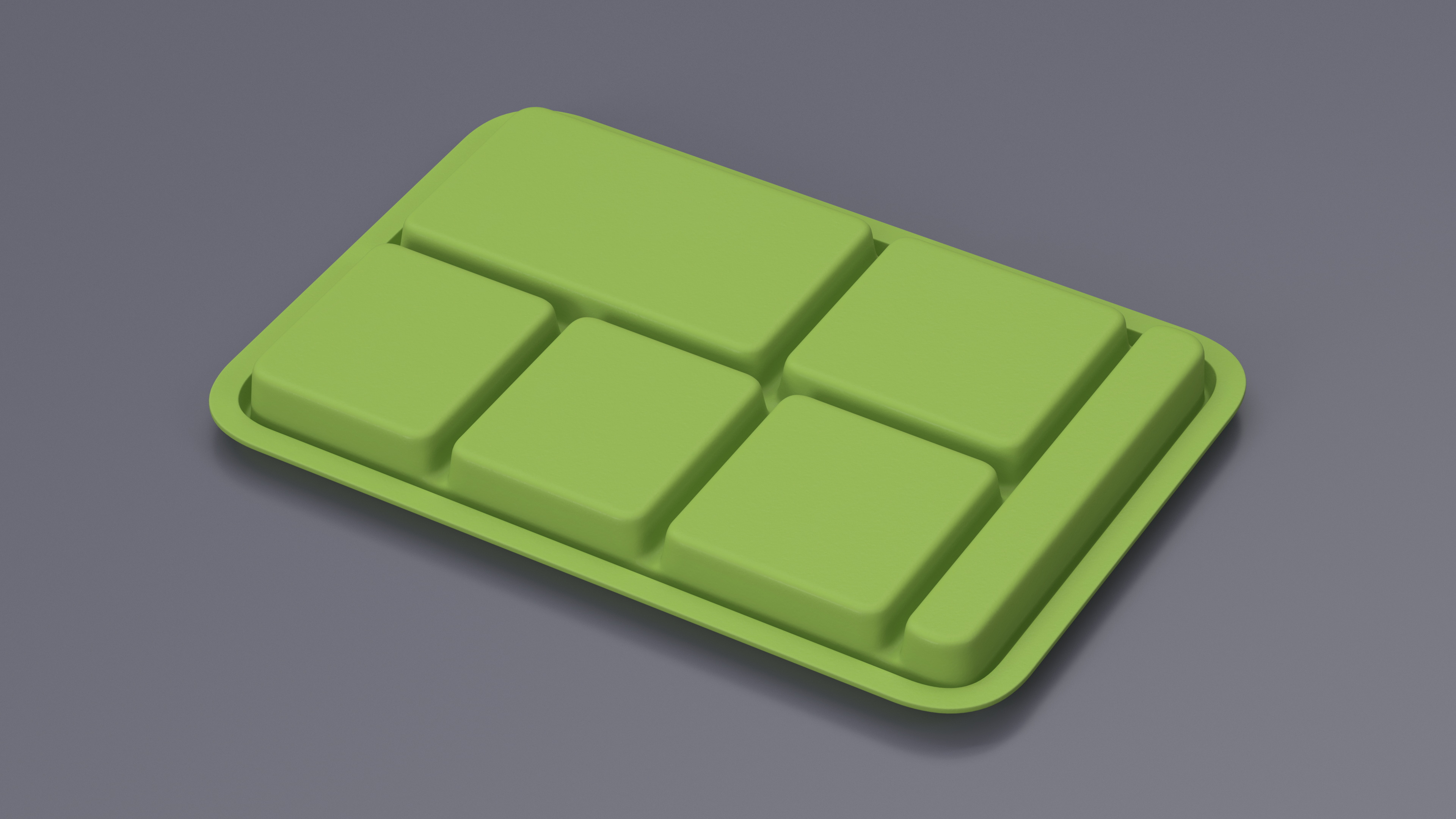 Compartment Meal Tray Green 3D