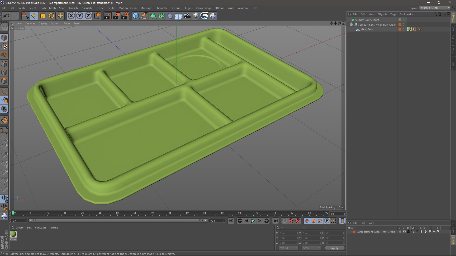 Compartment Meal Tray Green 3D