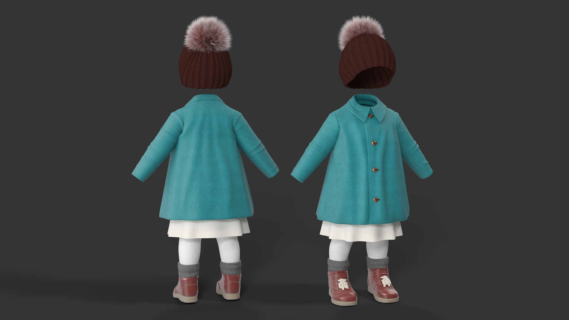 3D Outdoor Autumn Clothes for Girls Fur