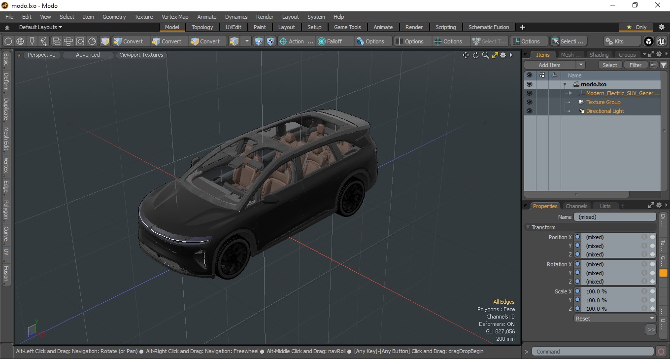 3D Modern Electric SUV Generic Black model