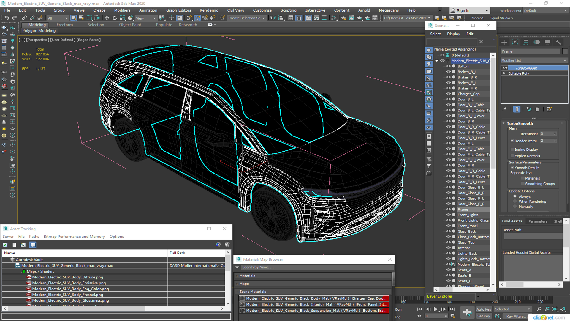 3D Modern Electric SUV Generic Black model