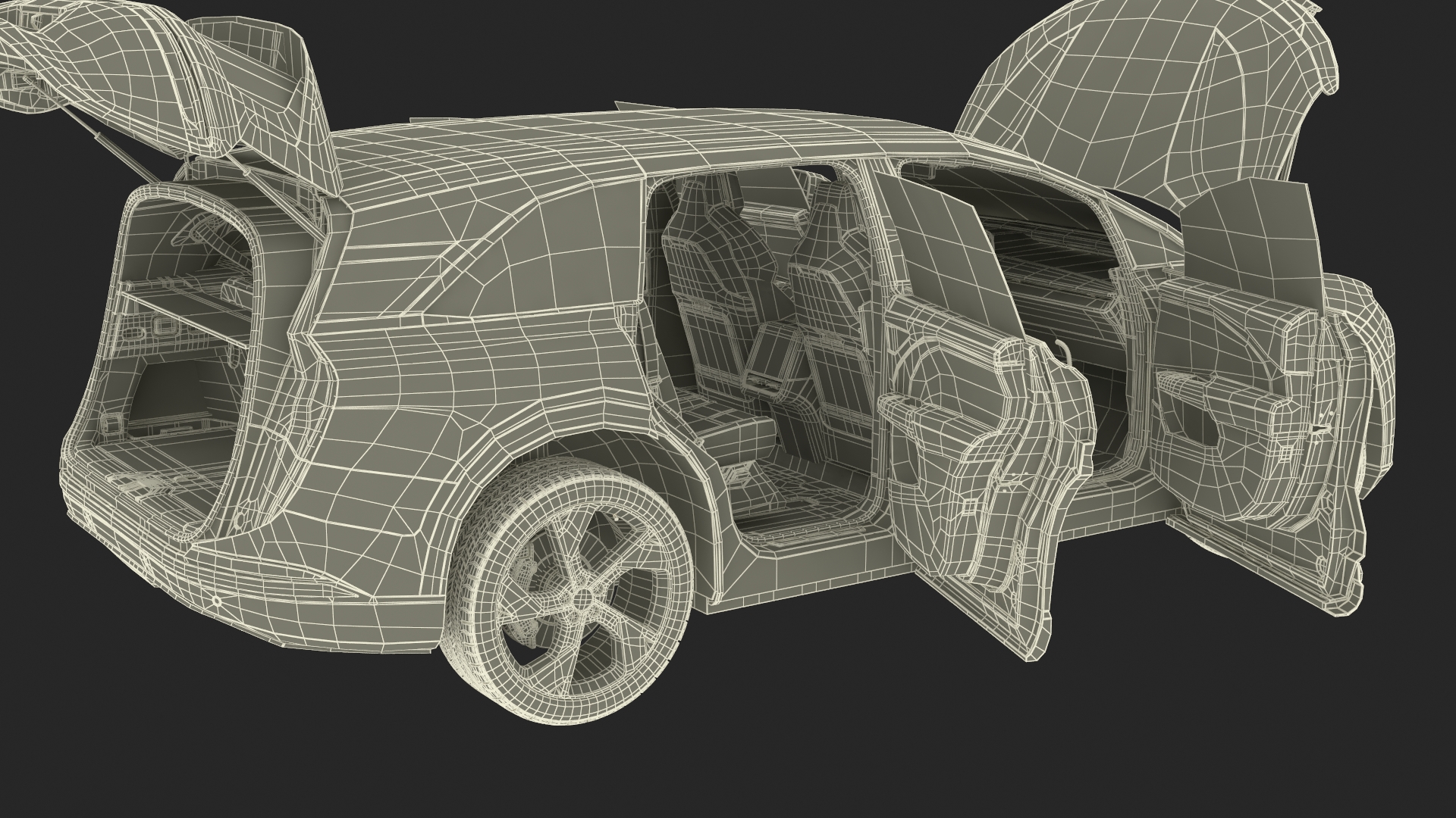 3D Modern Electric SUV Generic Black model