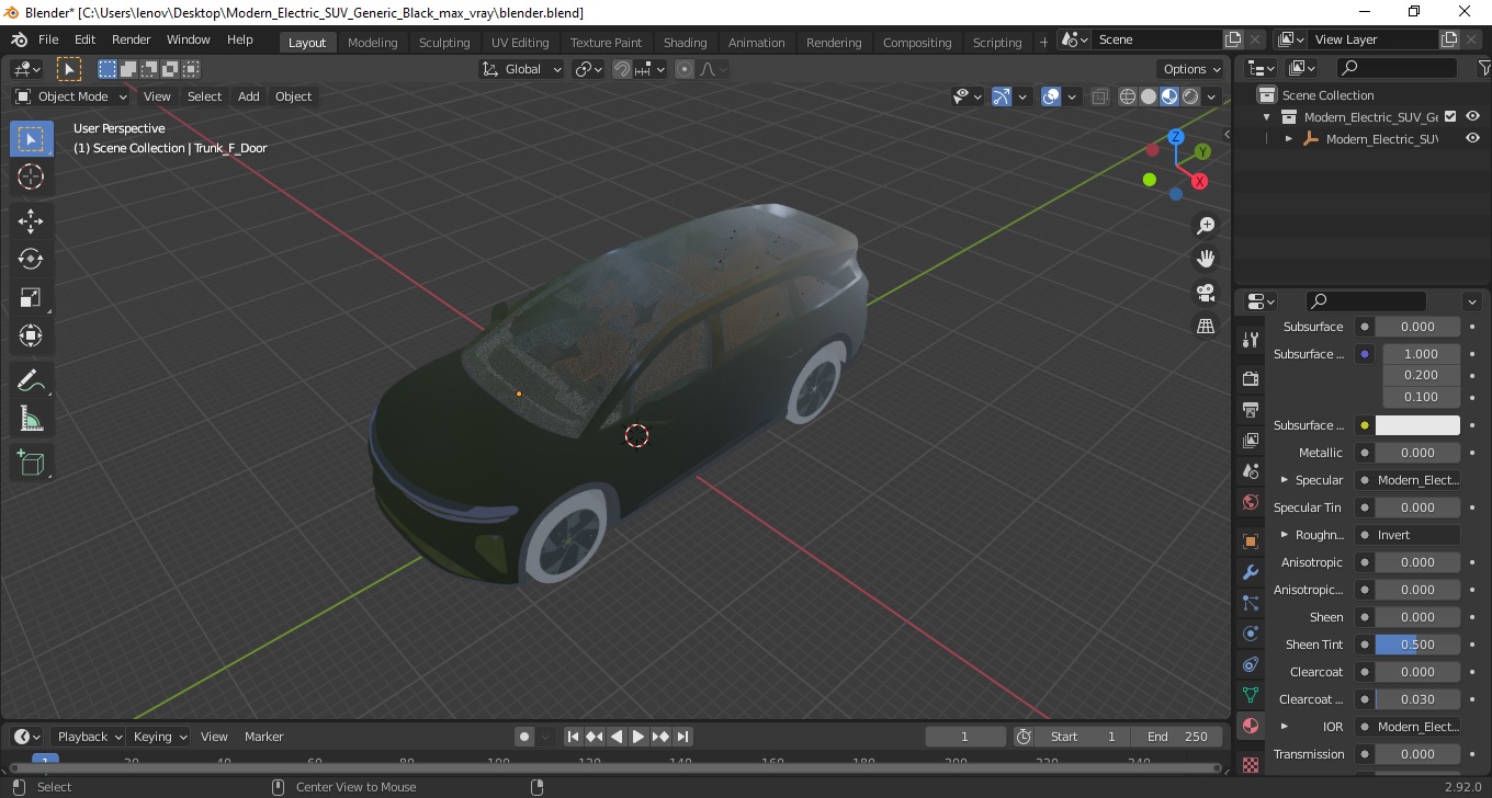 3D Modern Electric SUV Generic Black model