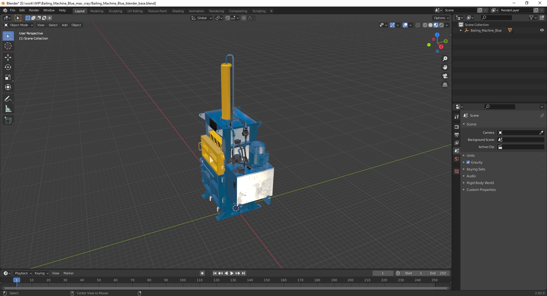 3D model Bailing Machine Blue