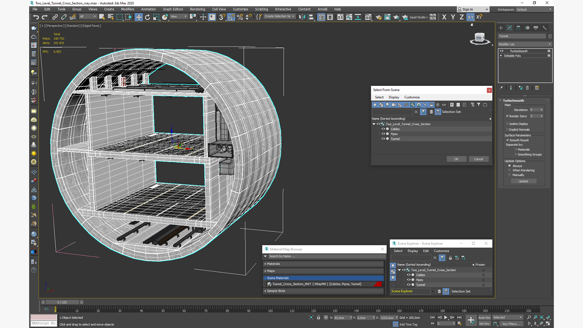 3D model Two Level Tunnel Cross Section