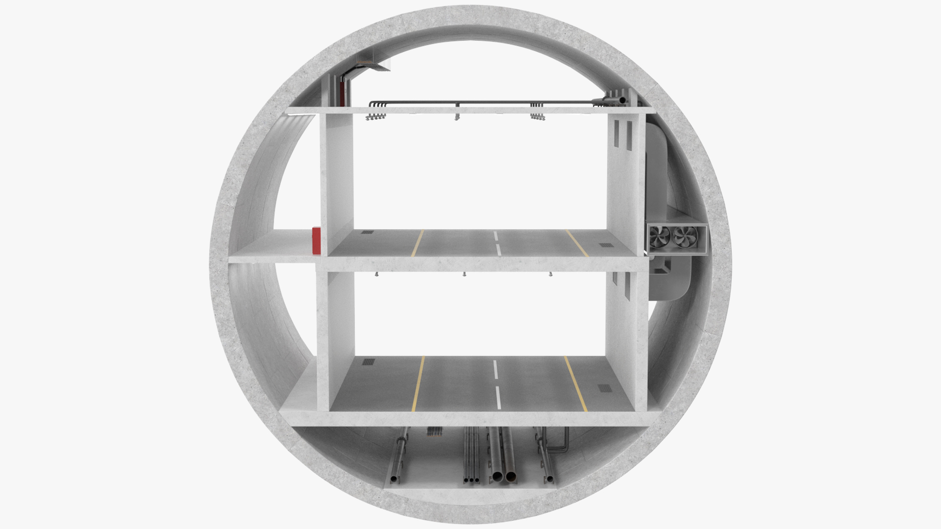 3D model Two Level Tunnel Cross Section
