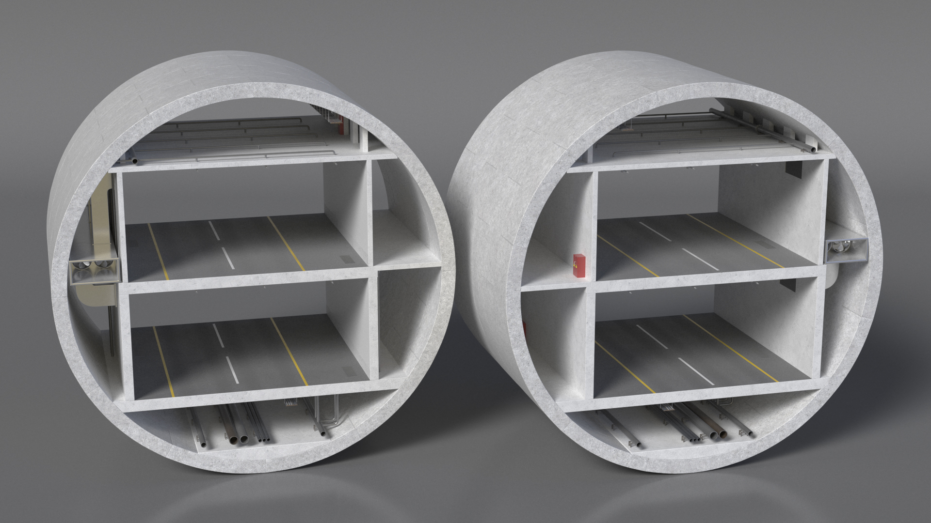 3D model Two Level Tunnel Cross Section
