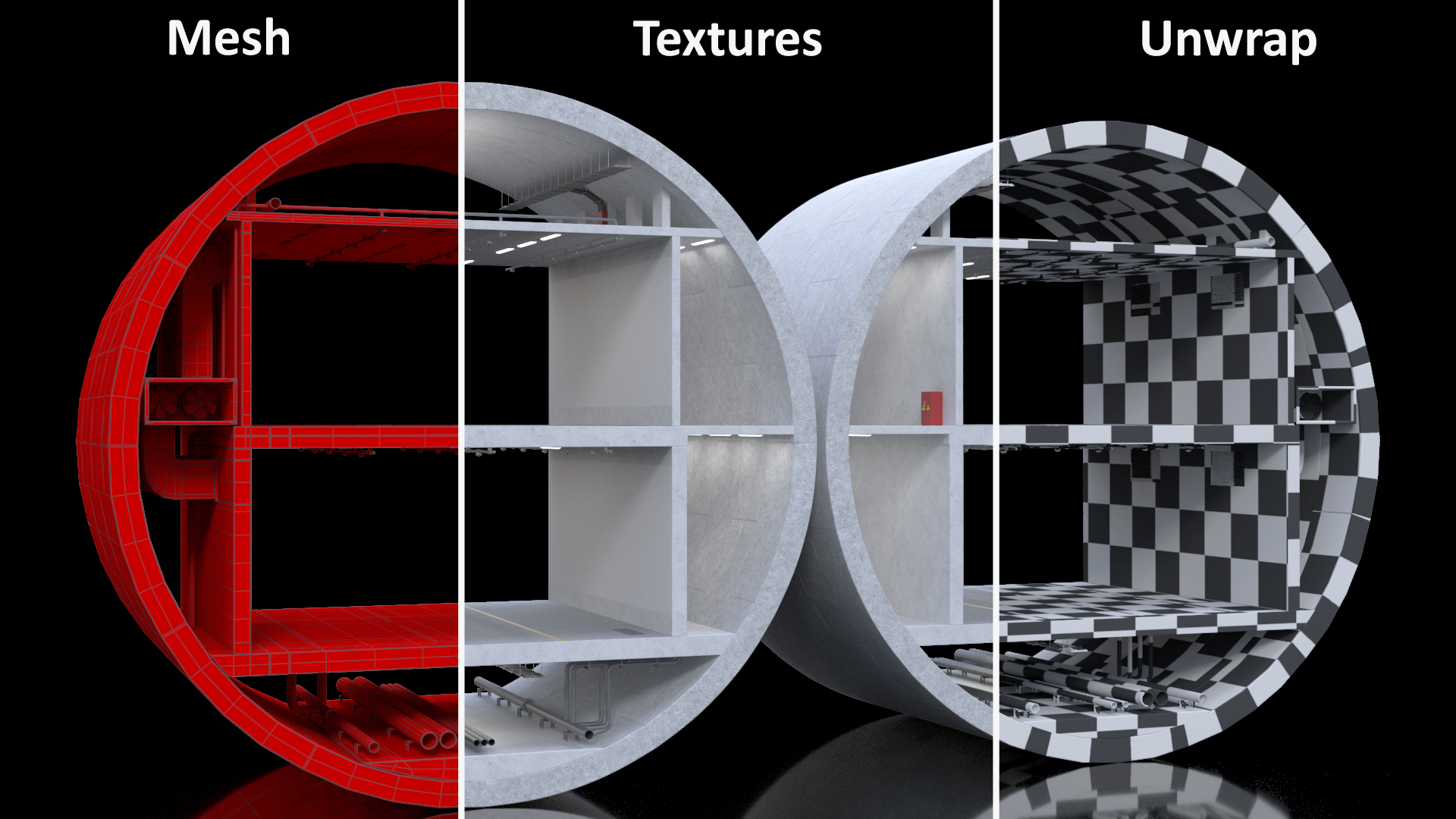 3D model Two Level Tunnel Cross Section