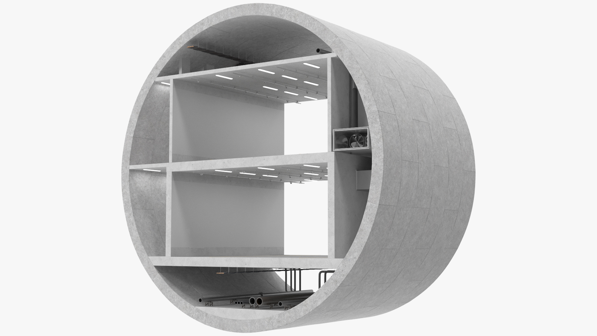 3D model Two Level Tunnel Cross Section