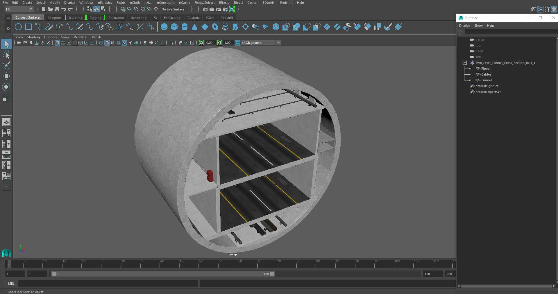 3D model Two Level Tunnel Cross Section