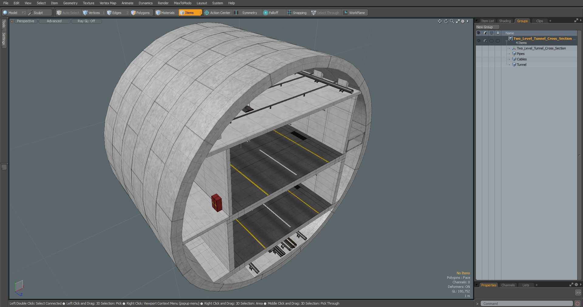 3D model Two Level Tunnel Cross Section