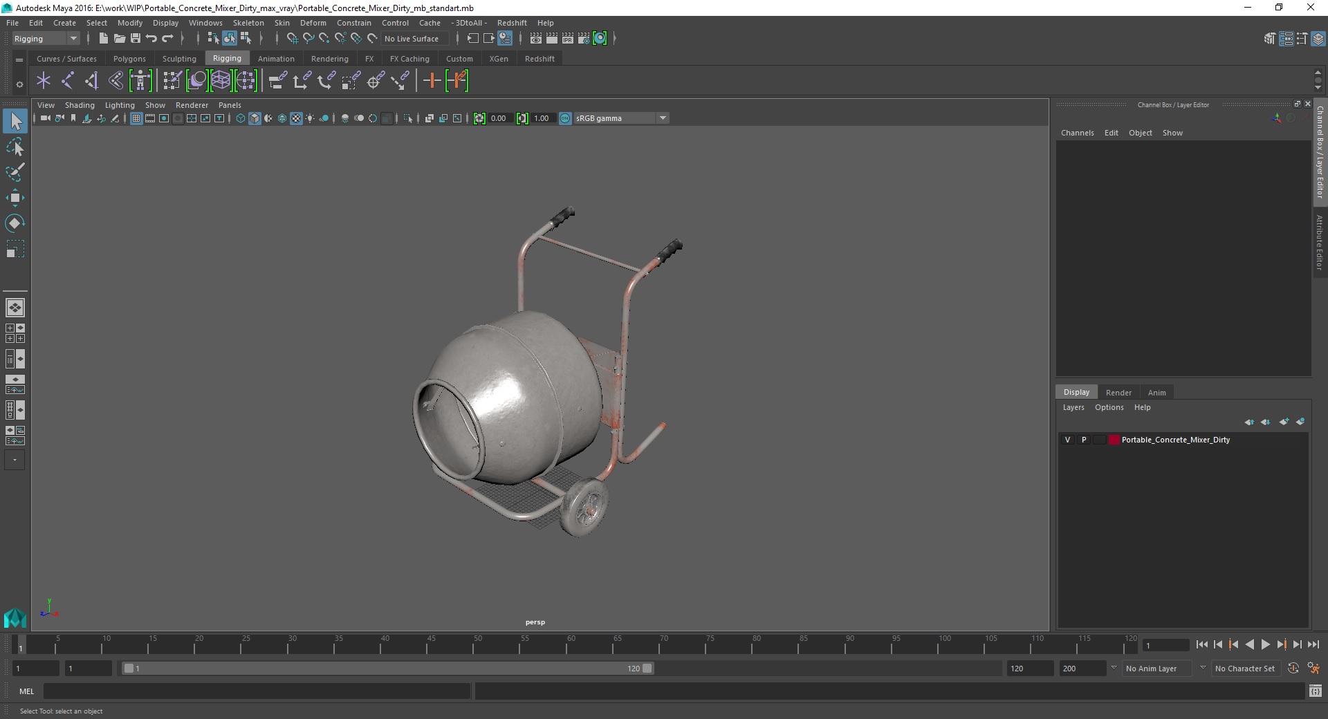 Portable Concrete Mixer Dirty 3D model