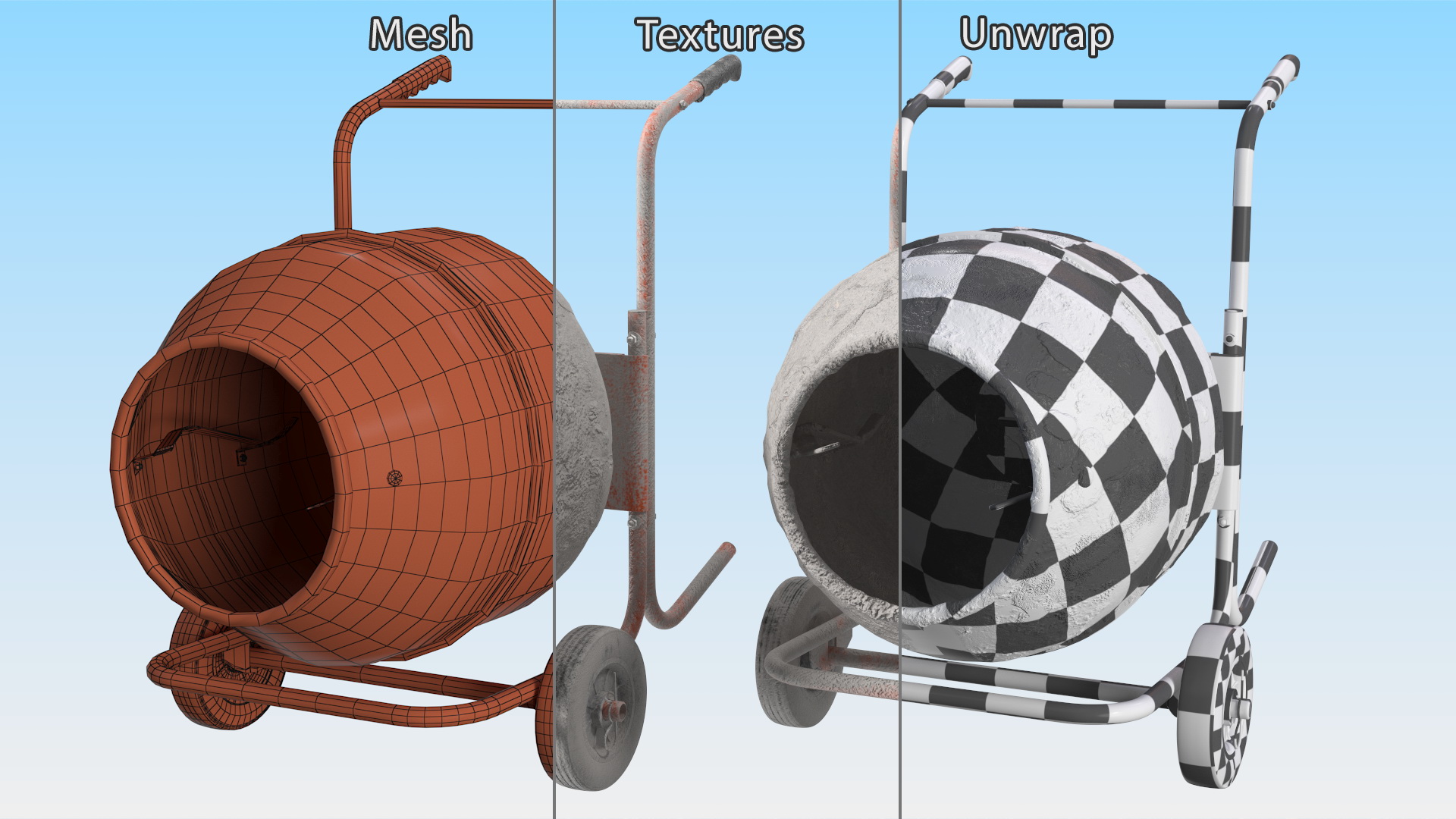 Portable Concrete Mixer Dirty 3D model