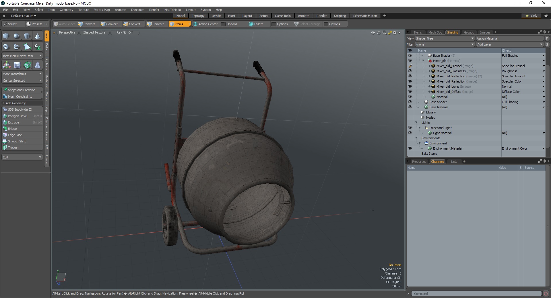 Portable Concrete Mixer Dirty 3D model