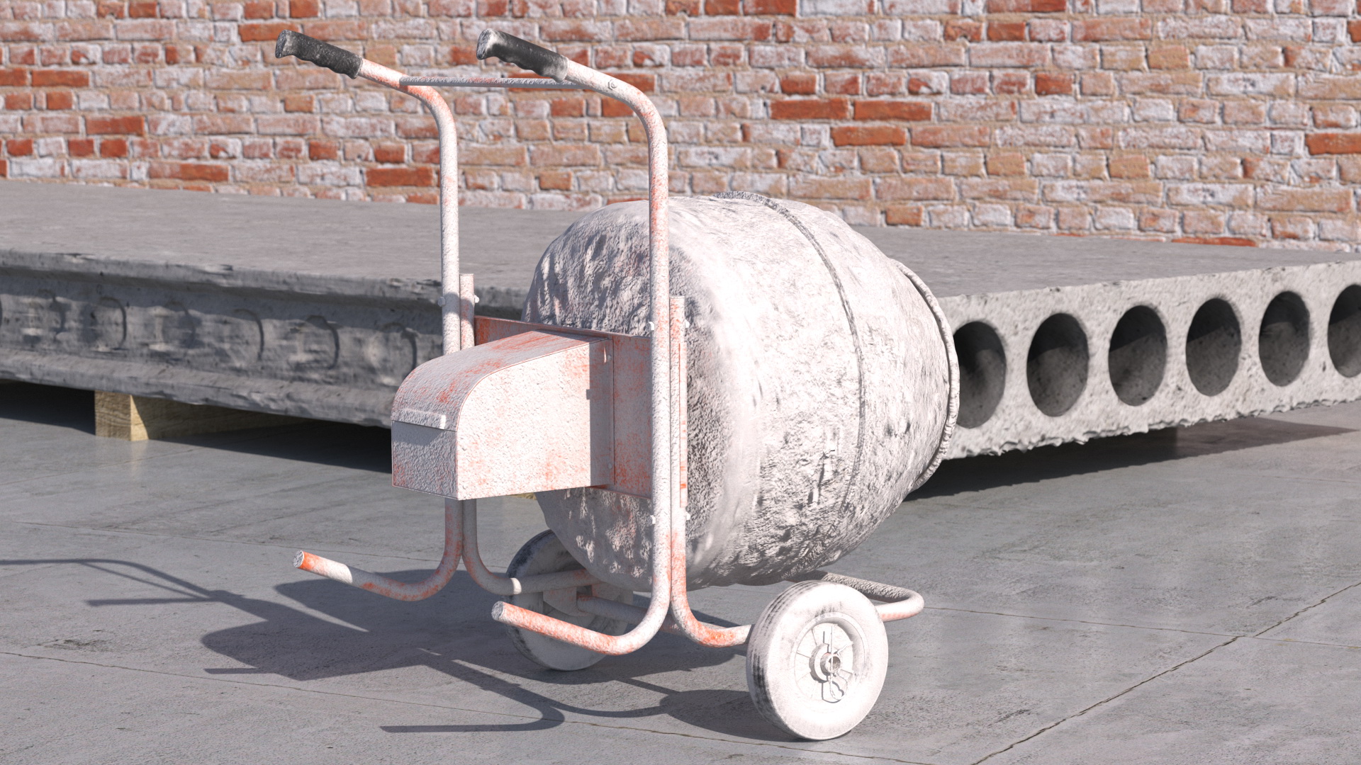 Portable Concrete Mixer Dirty 3D model