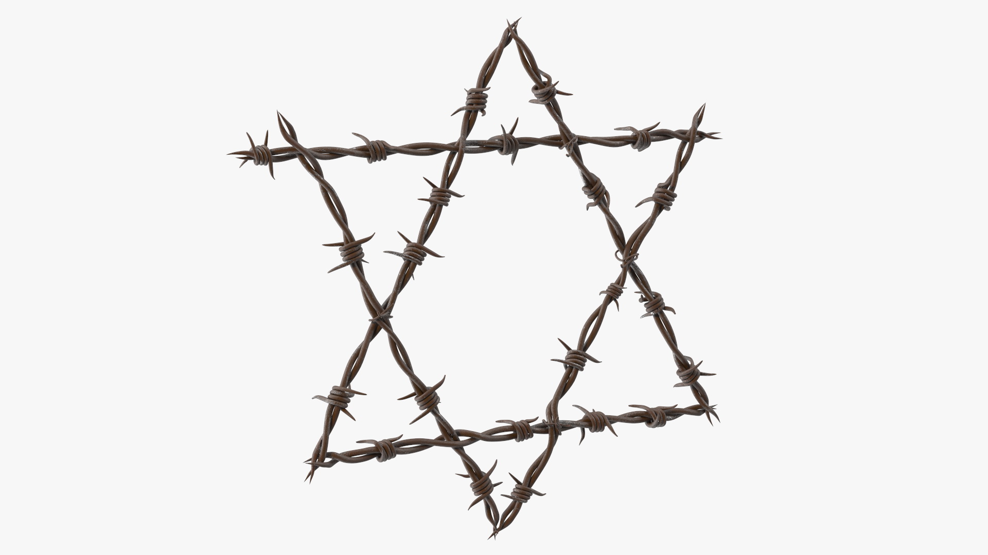3D Star of David made from Barbed Wire Rusty