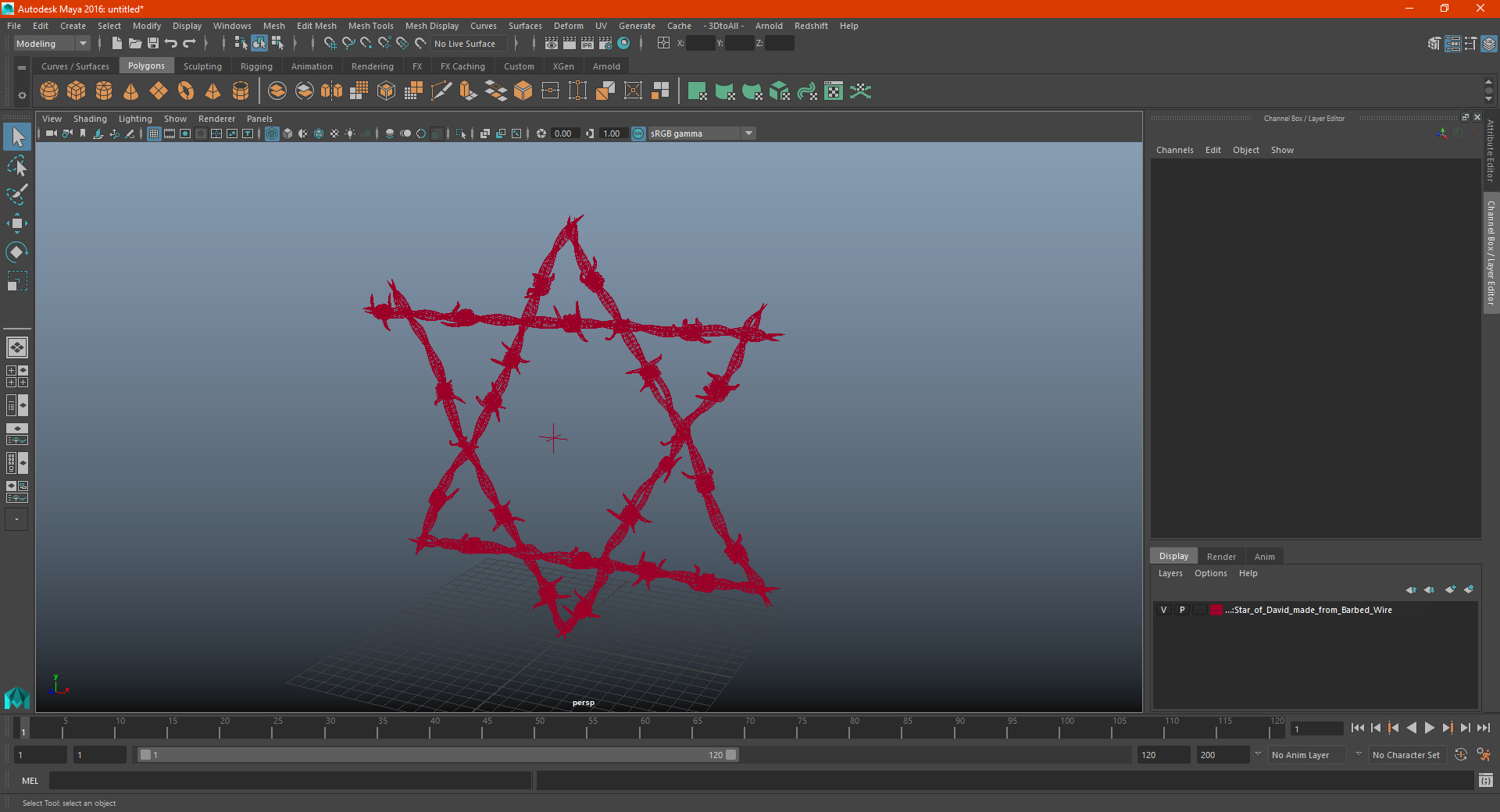 3D Star of David made from Barbed Wire Rusty