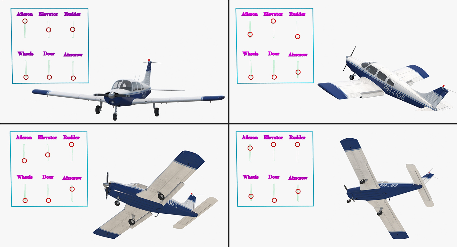 3D Piper PA 28 161 Cherokee Rigged