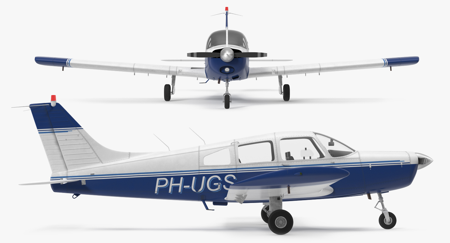3D Piper PA 28 161 Cherokee Rigged