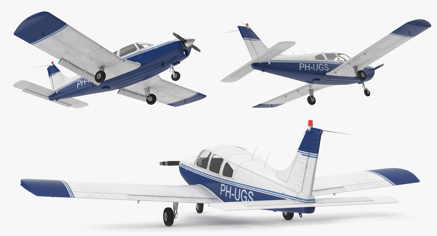 3D Piper PA 28 161 Cherokee Rigged