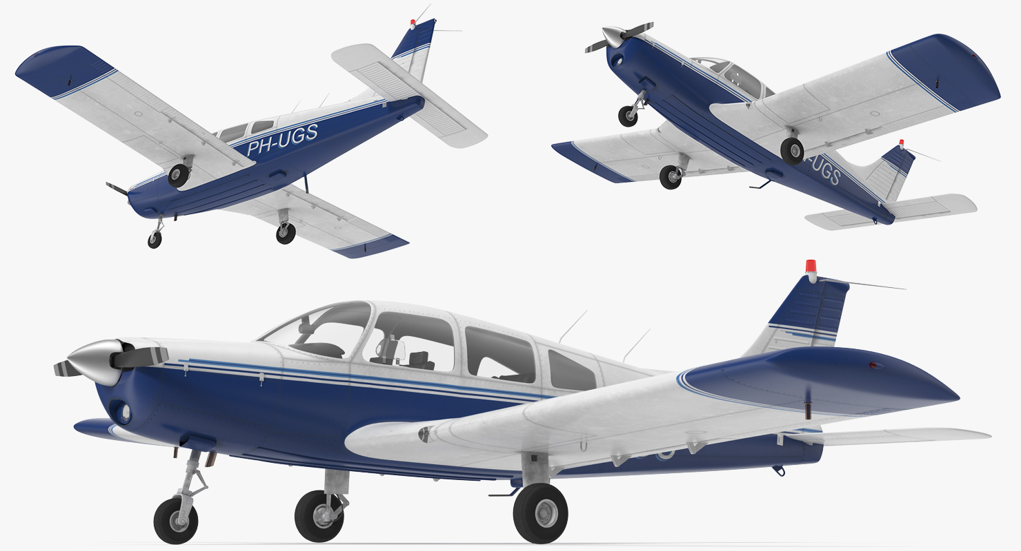 3D Piper PA 28 161 Cherokee Rigged