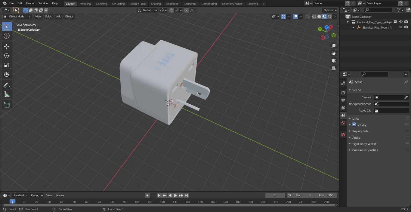 3D Electrical Plug Type I Adapter White