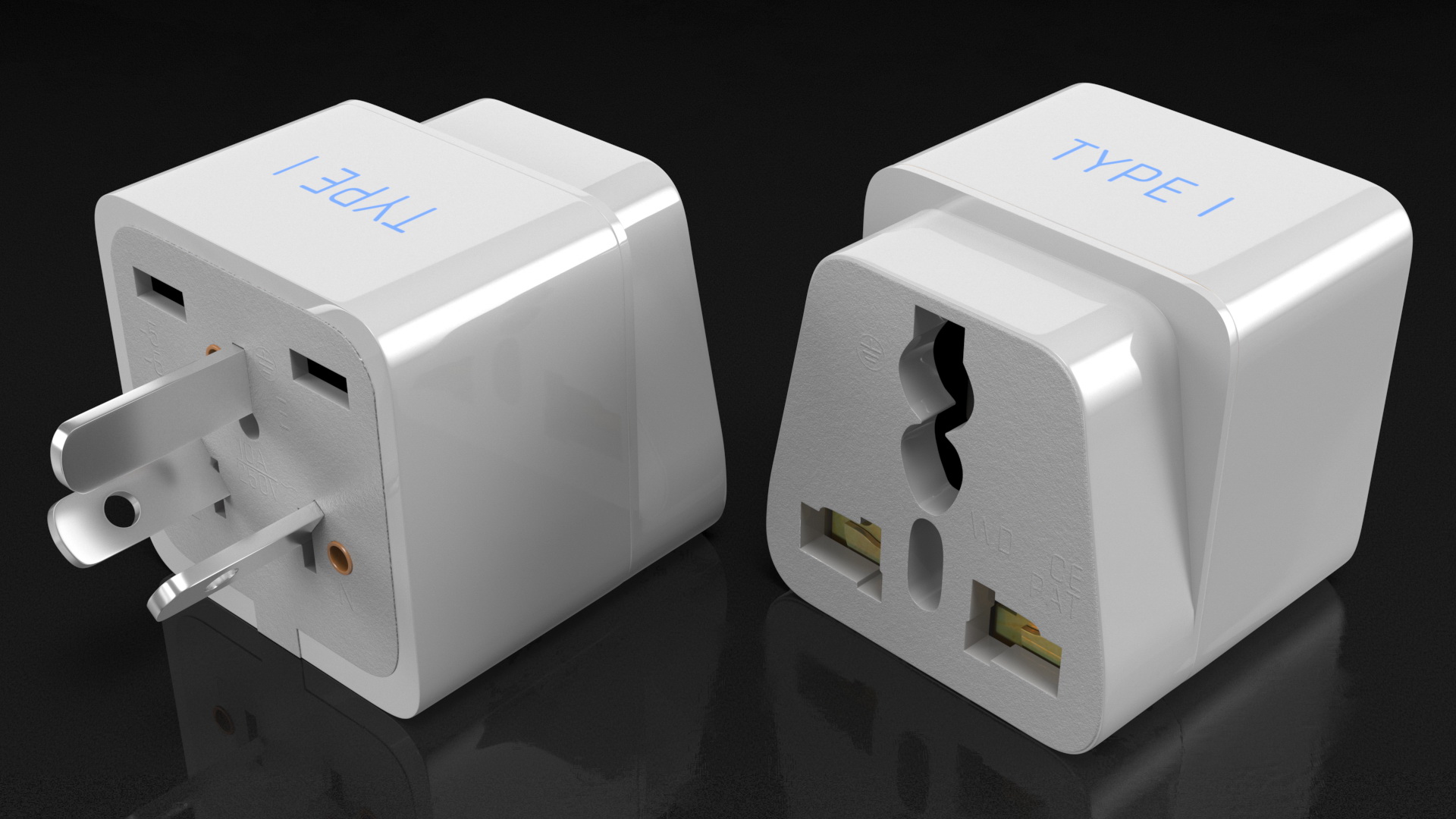3D Electrical Plug Type I Adapter White