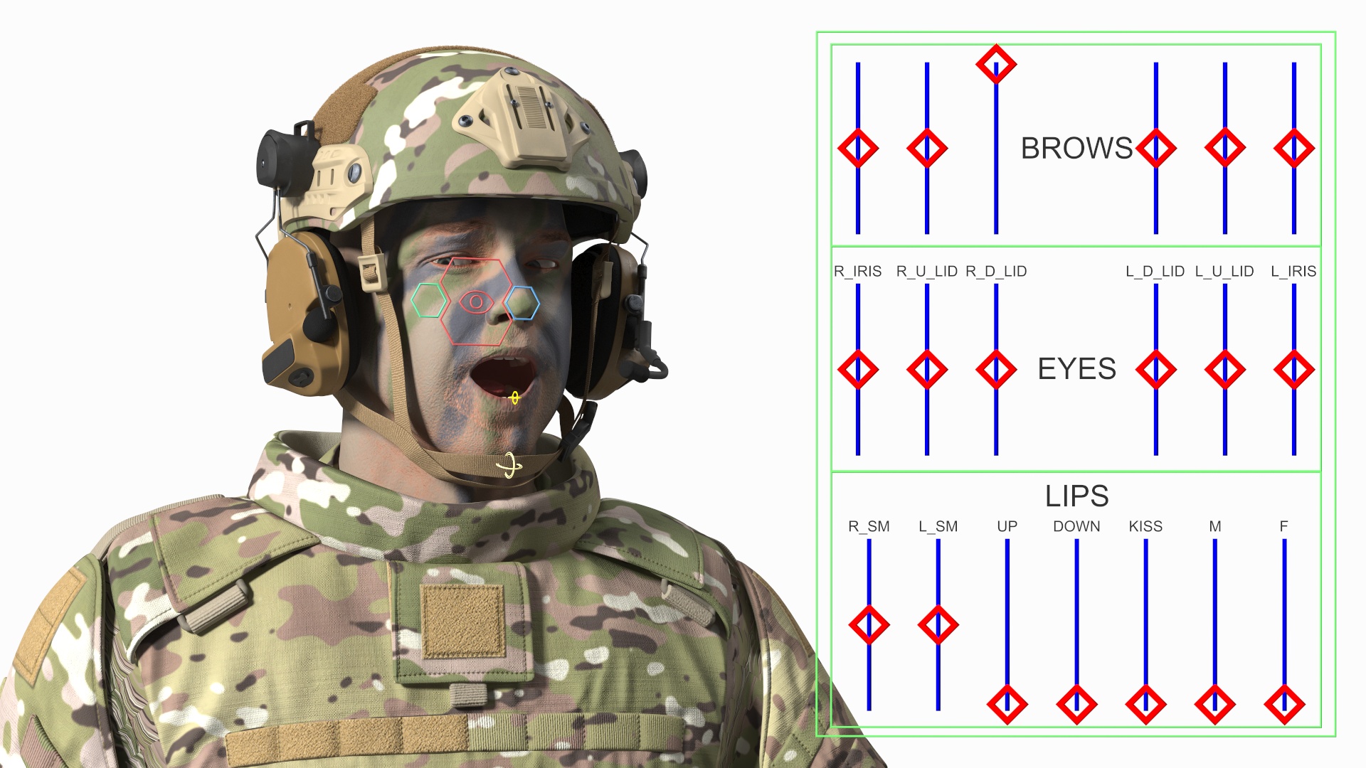 3D model Soldier in Green Gear and Assault Rifle Fur Rigged