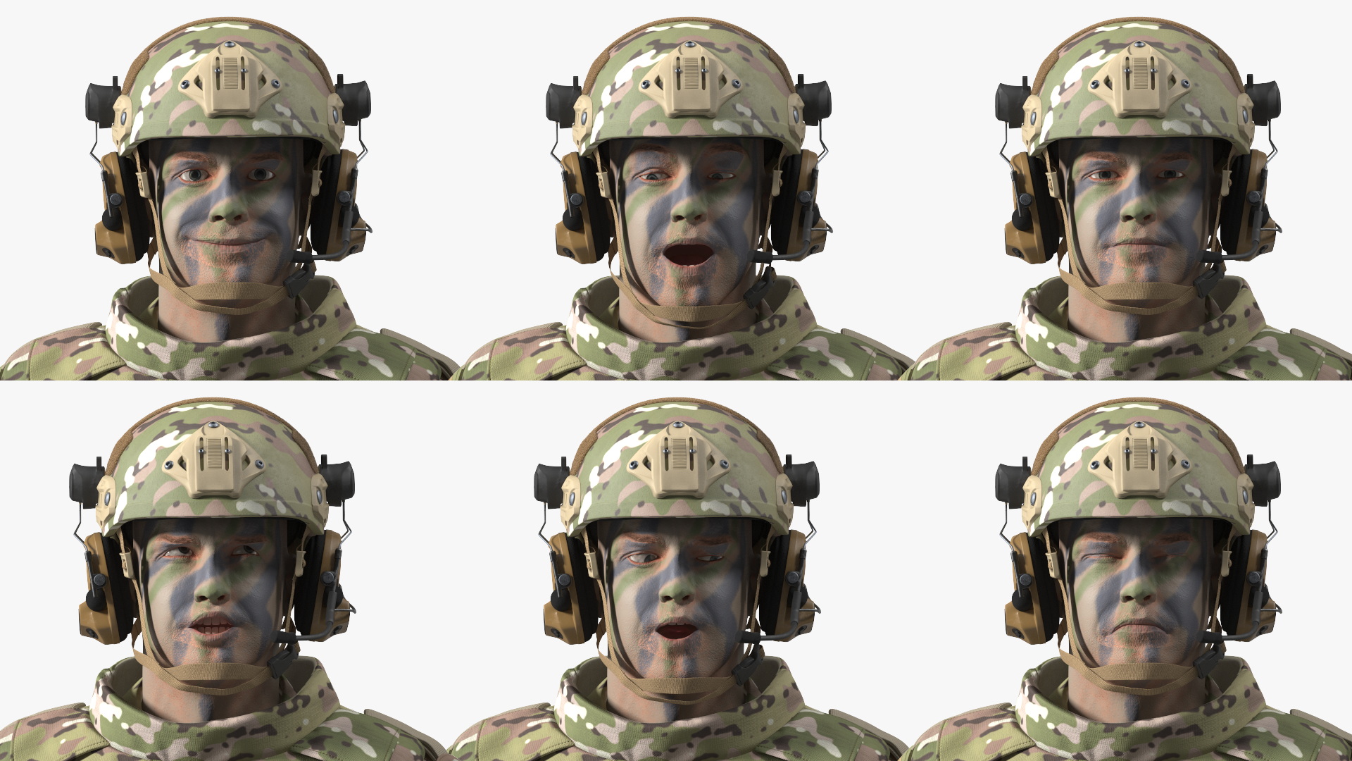 3D model Soldier in Green Gear and Assault Rifle Fur Rigged