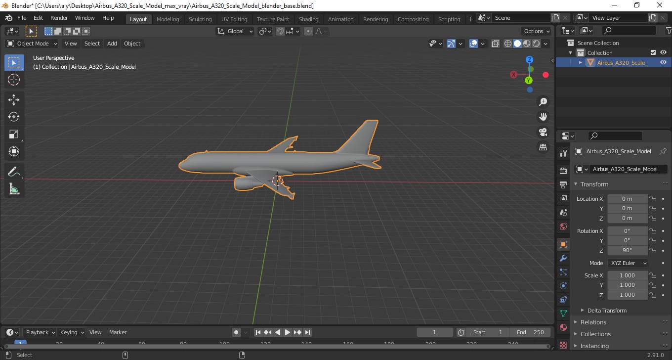 3D Airbus A320 Scale Model model
