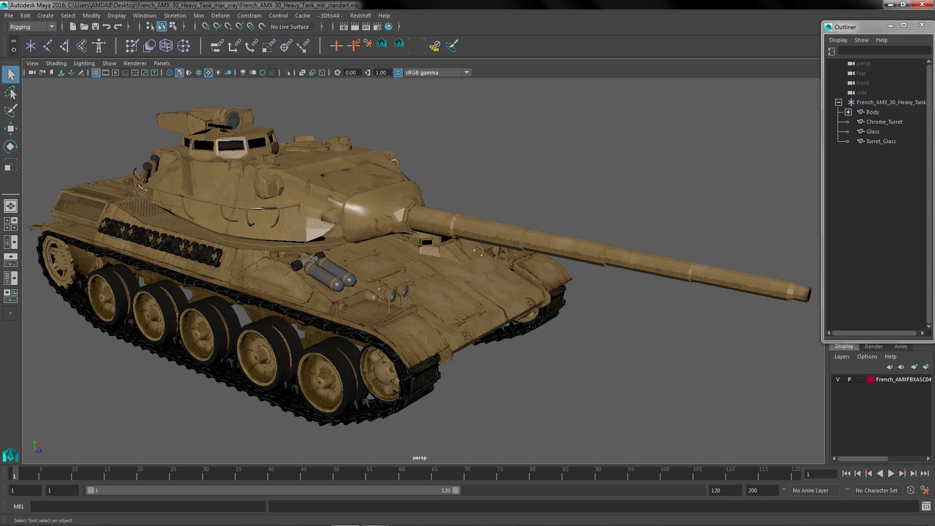 French AMX-30 Heavy Tank 3D model