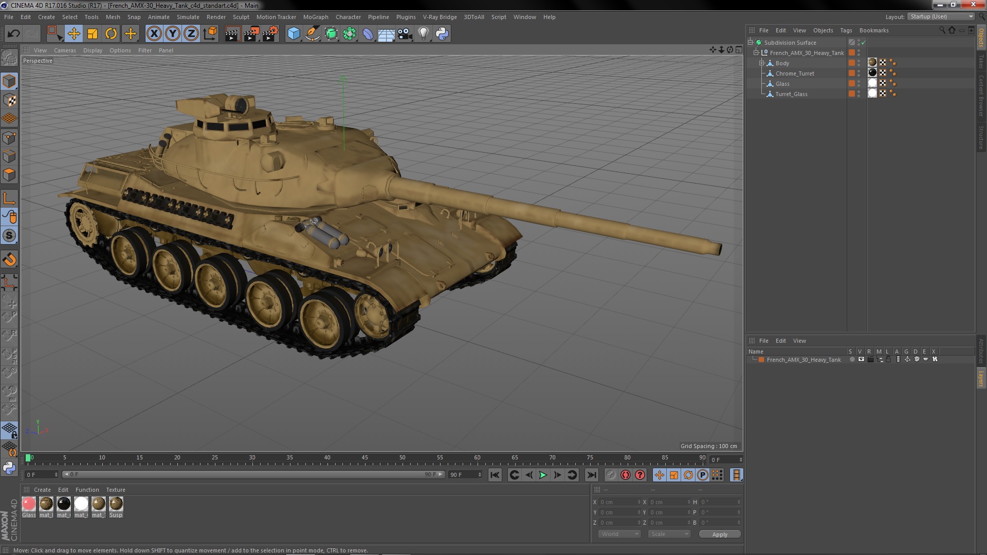 French AMX-30 Heavy Tank 3D model