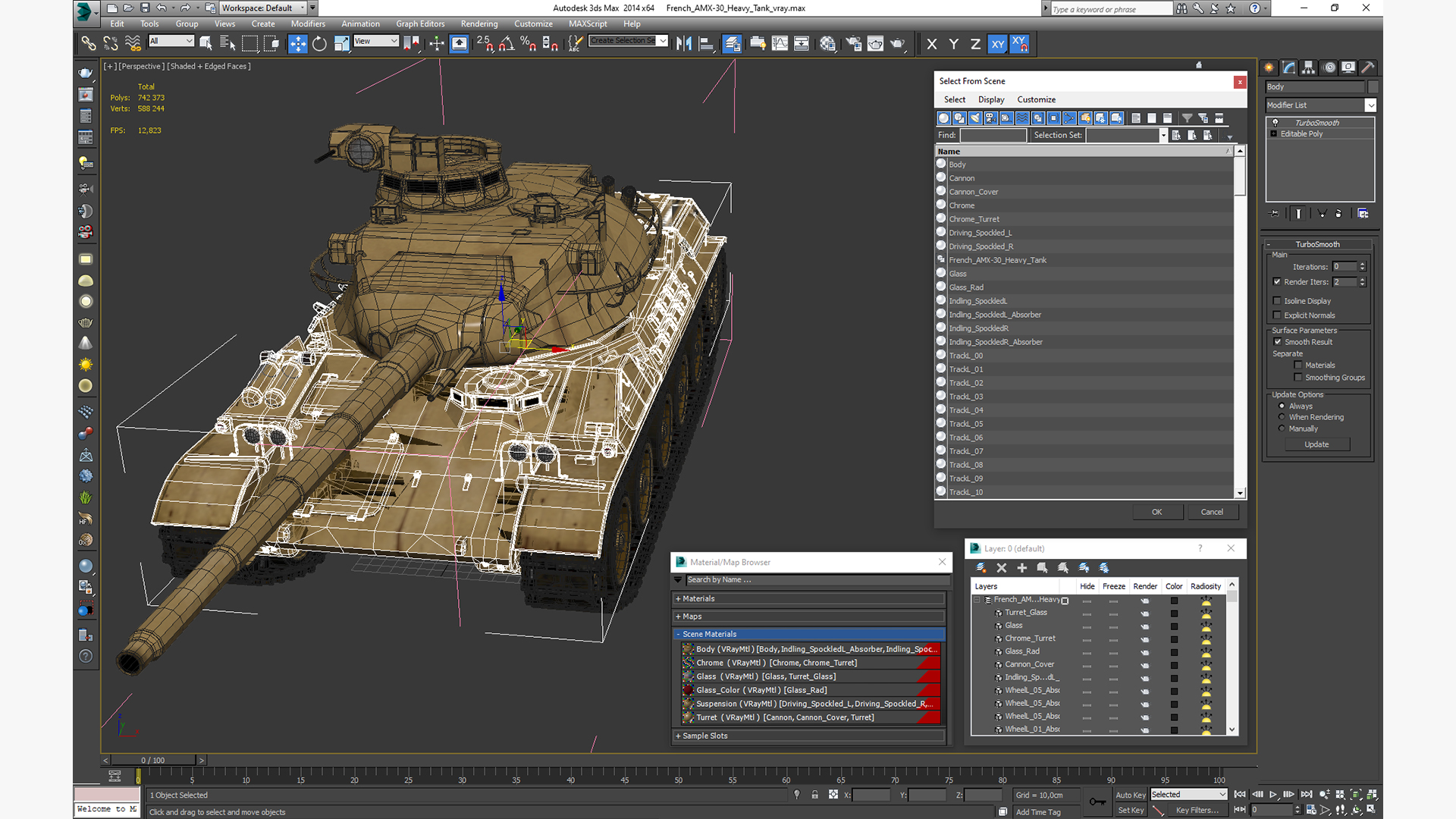 French AMX-30 Heavy Tank 3D model