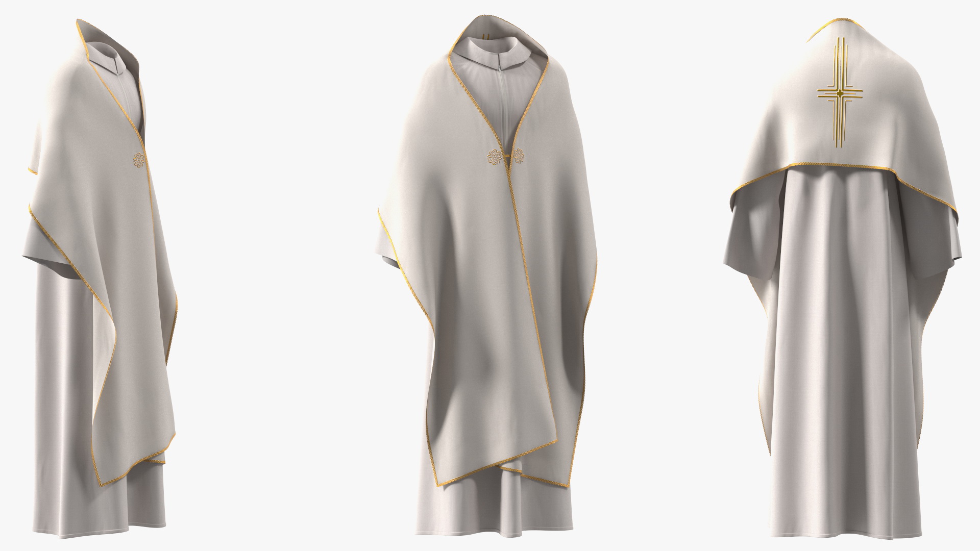 3D Humeral Veil Vestment with Gold Cross Embroidery model