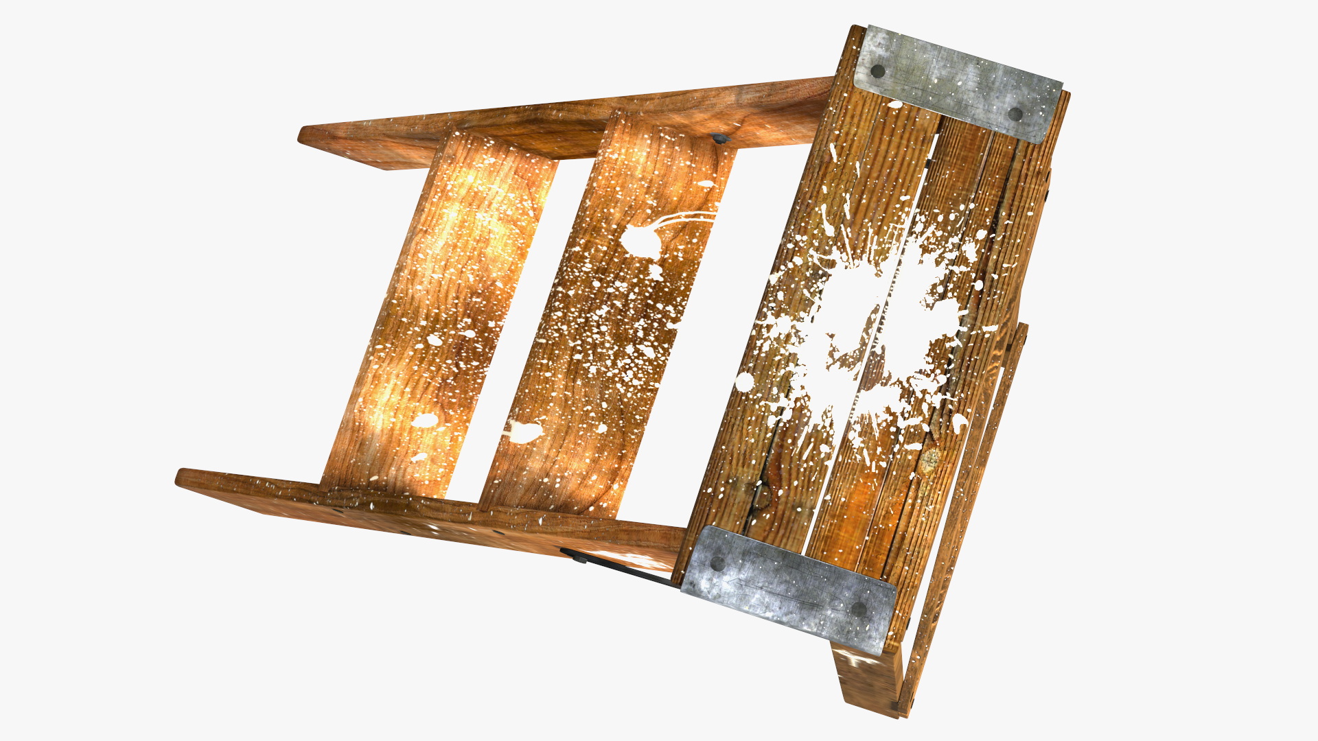 3D Old Wooden Stepladder