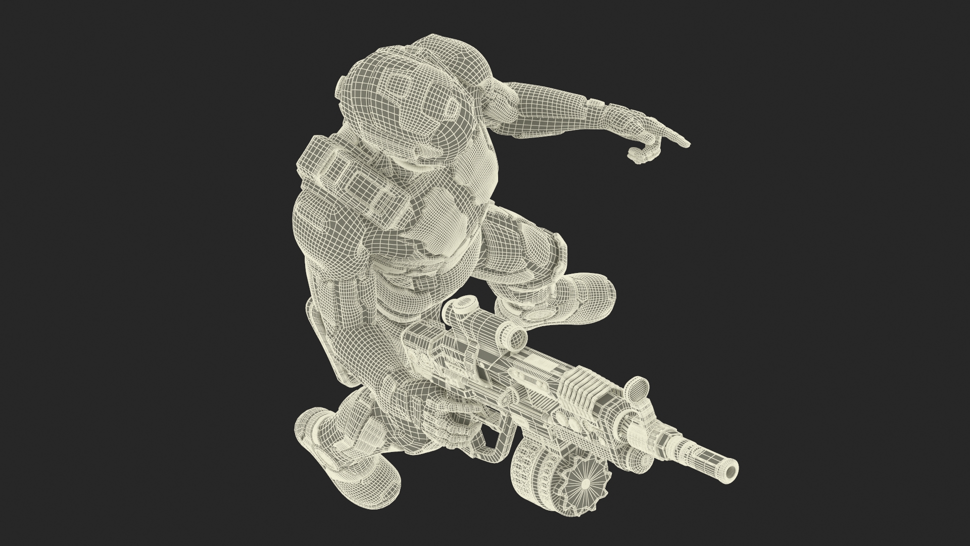 3D Futuristic Armored Cyborg with Rifle