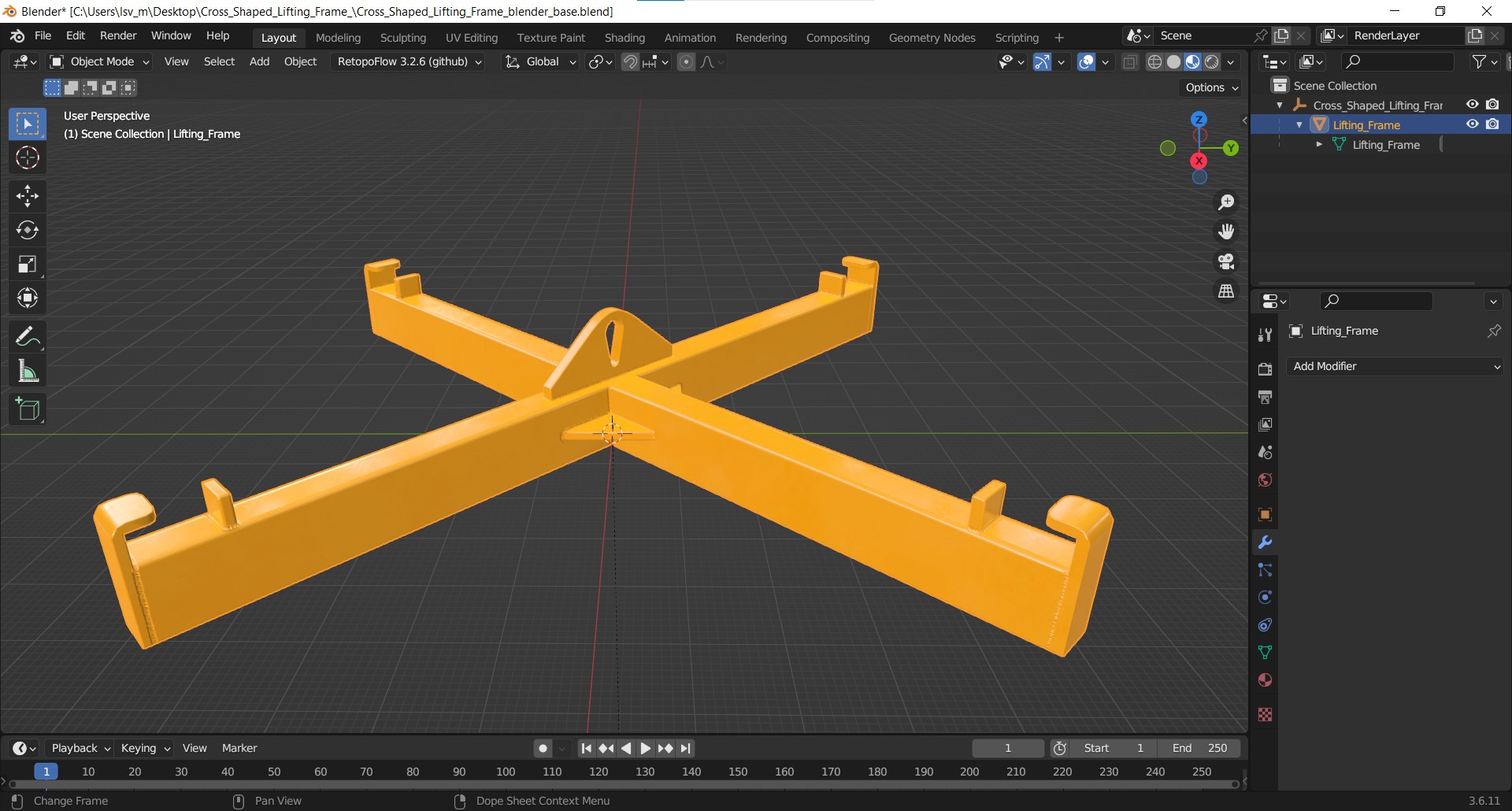 3D Cross Shaped Lifting Frame