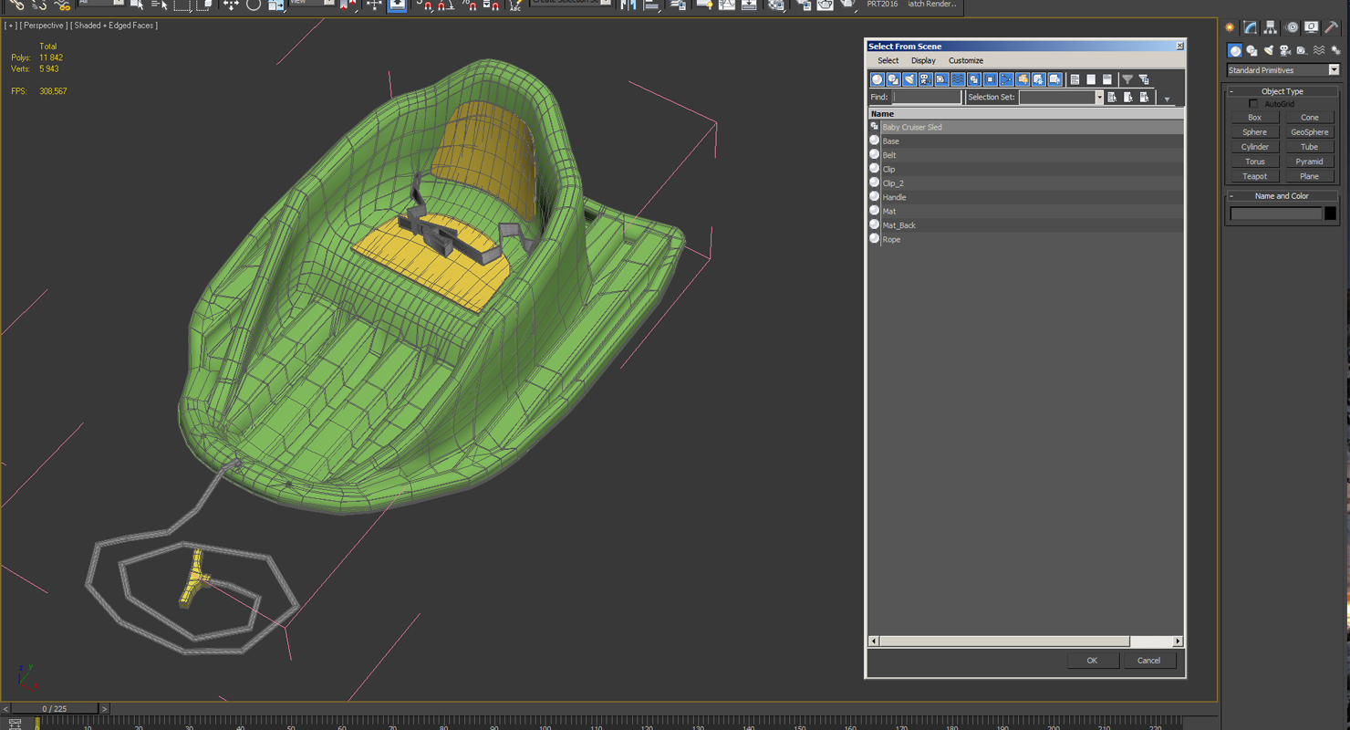 3D model Baby Sled Green