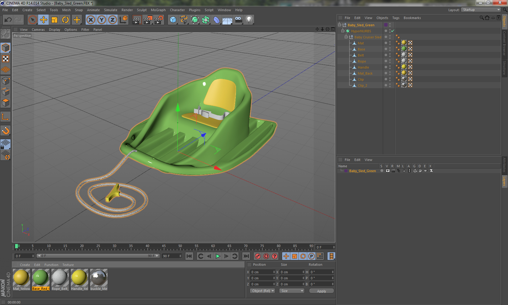 3D model Baby Sled Green