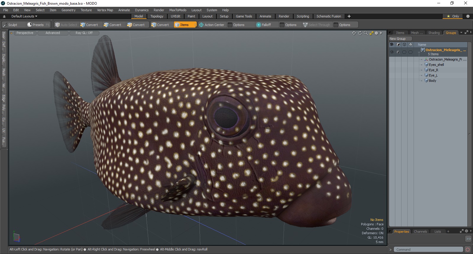 3D model Ostracion Meleagris Fish Brown