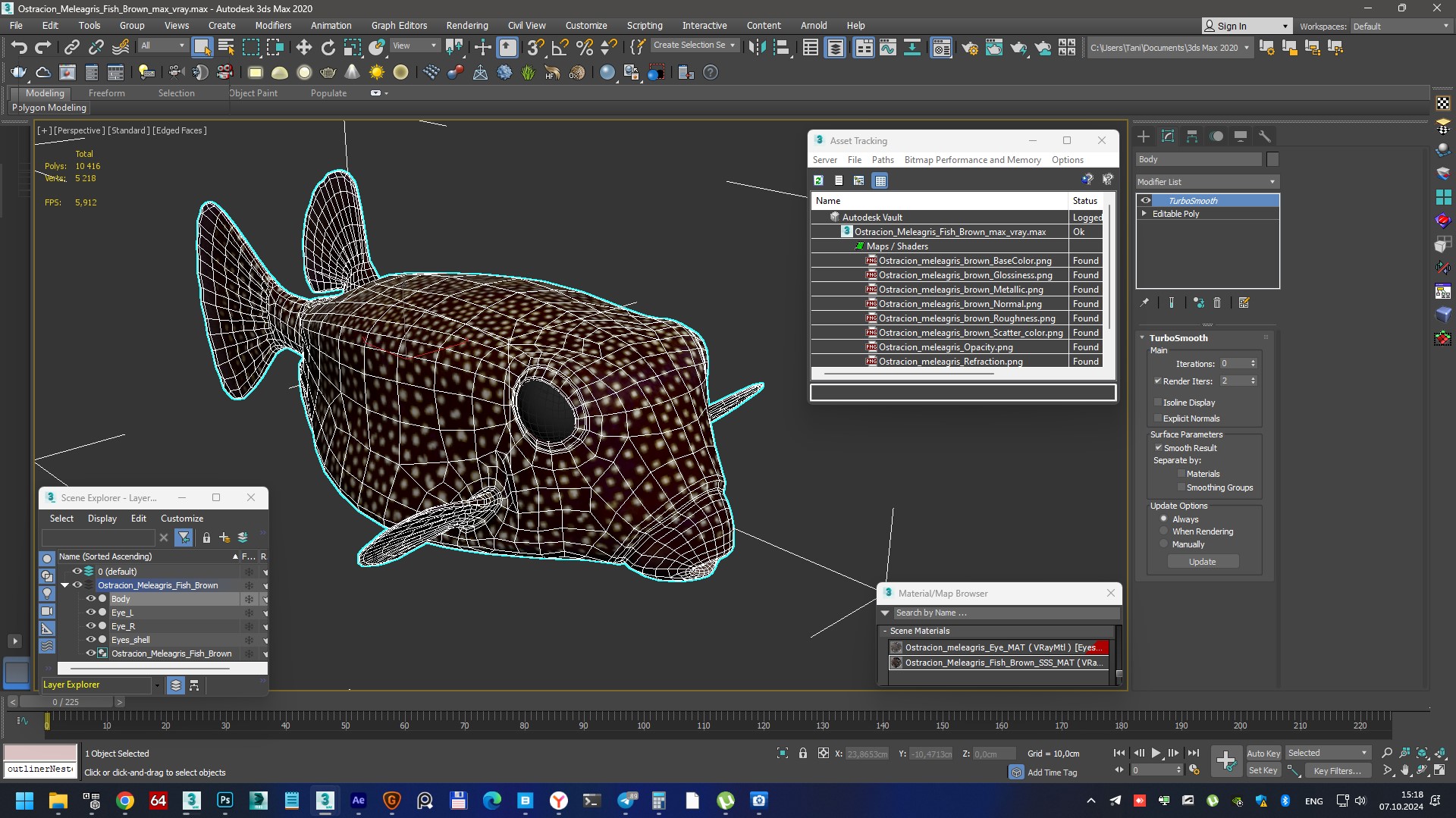 3D model Ostracion Meleagris Fish Brown
