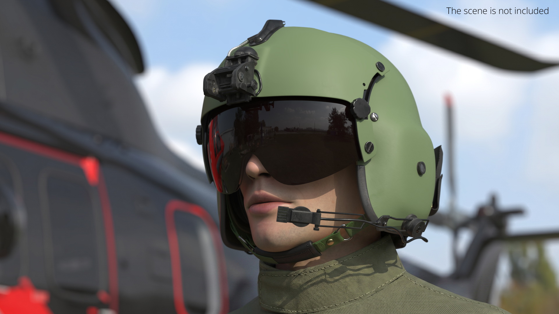 Protective Aviation Helmet with Visor Green - view 3