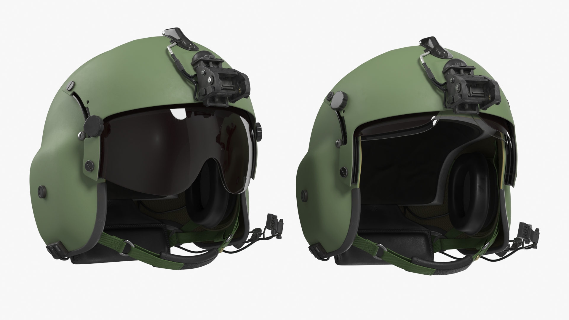 Protective Aviation Helmet with Visor Green - view 2
