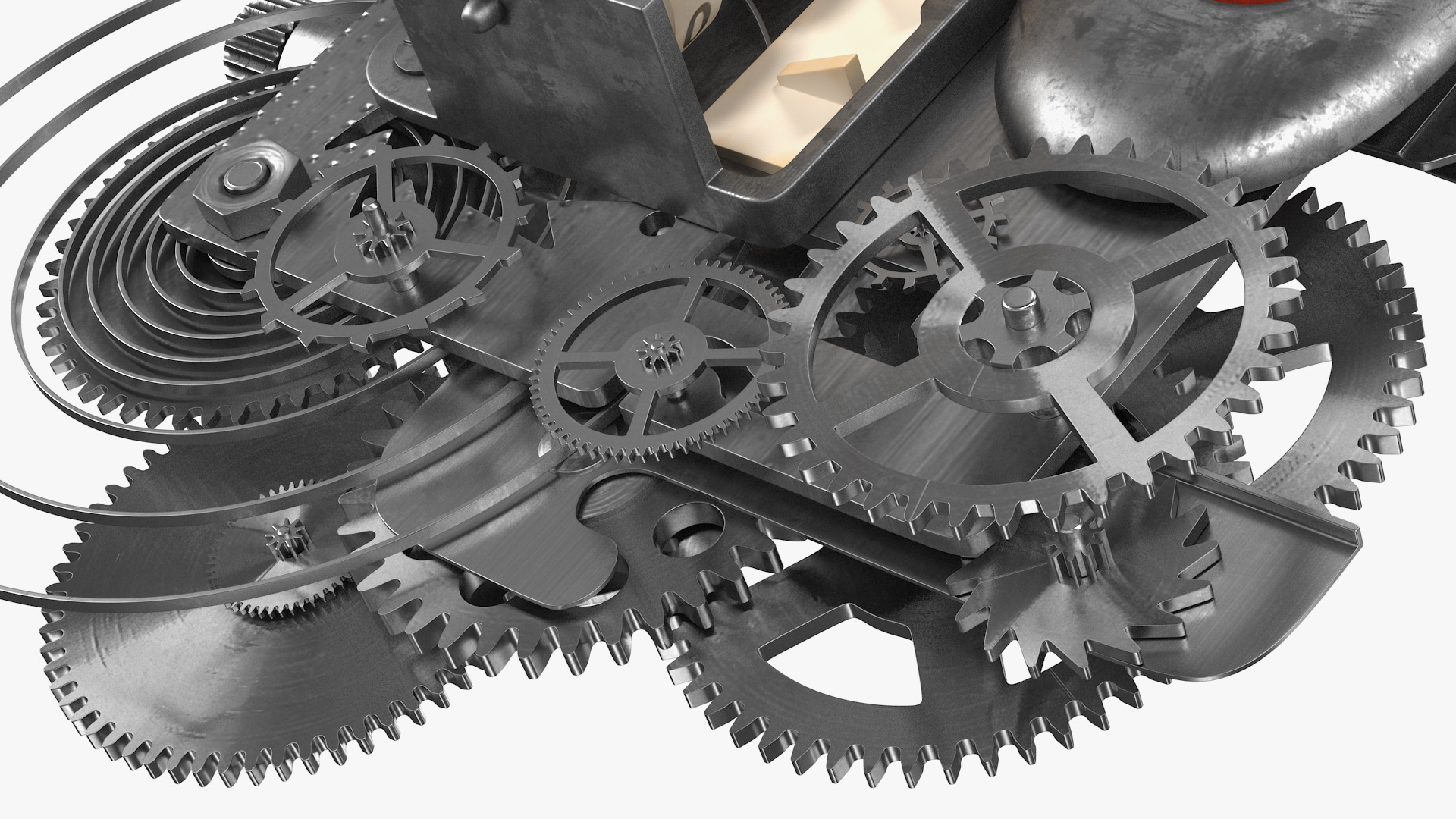Clockwork Gear with Counter Mechanism Silver 3D model