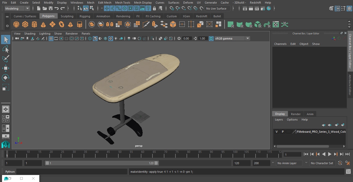 Fliteboard PRO Series 3 Wood Color 3D model