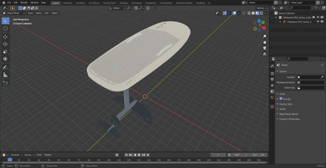 Fliteboard PRO Series 3 Wood Color 3D model