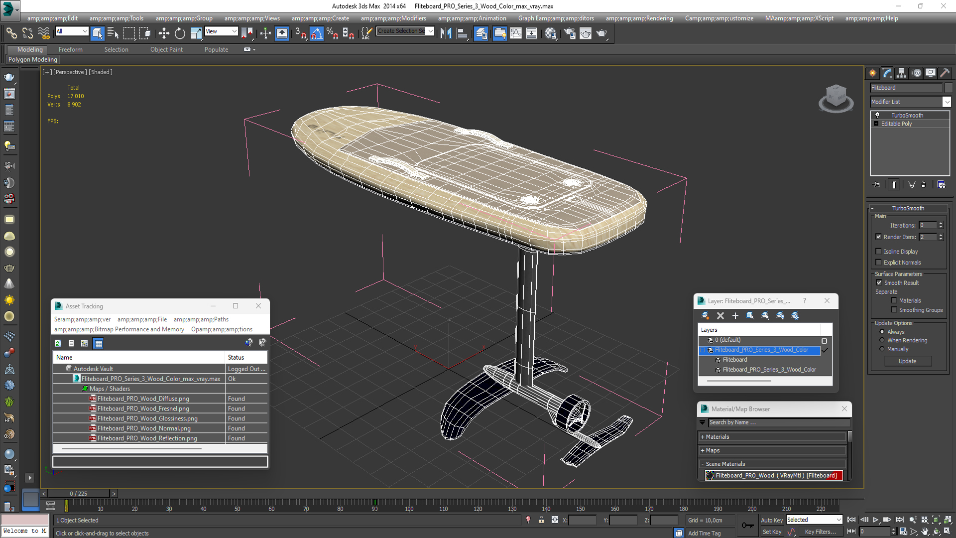 Fliteboard PRO Series 3 Wood Color 3D model