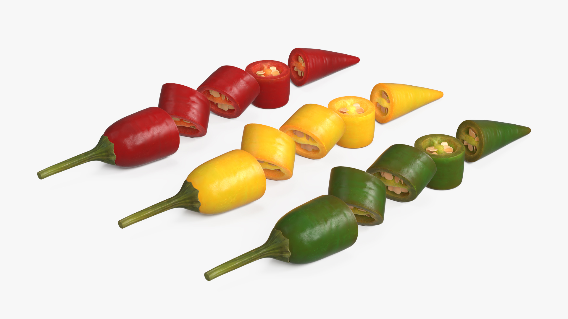 Chopped Chili Peppers with Seeds Set Mixed