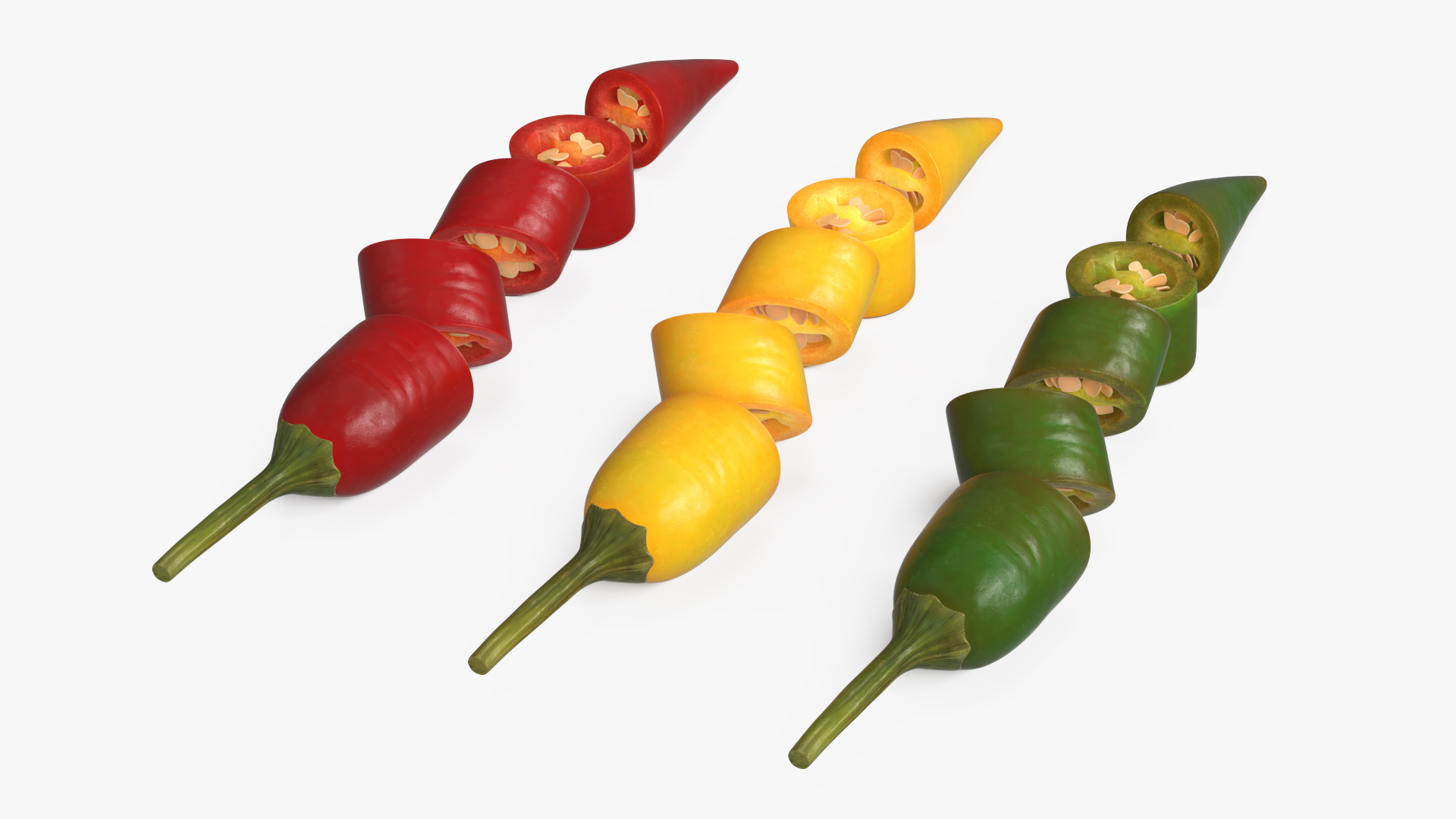Chopped Chili Peppers with Seeds Set Mixed, view 3