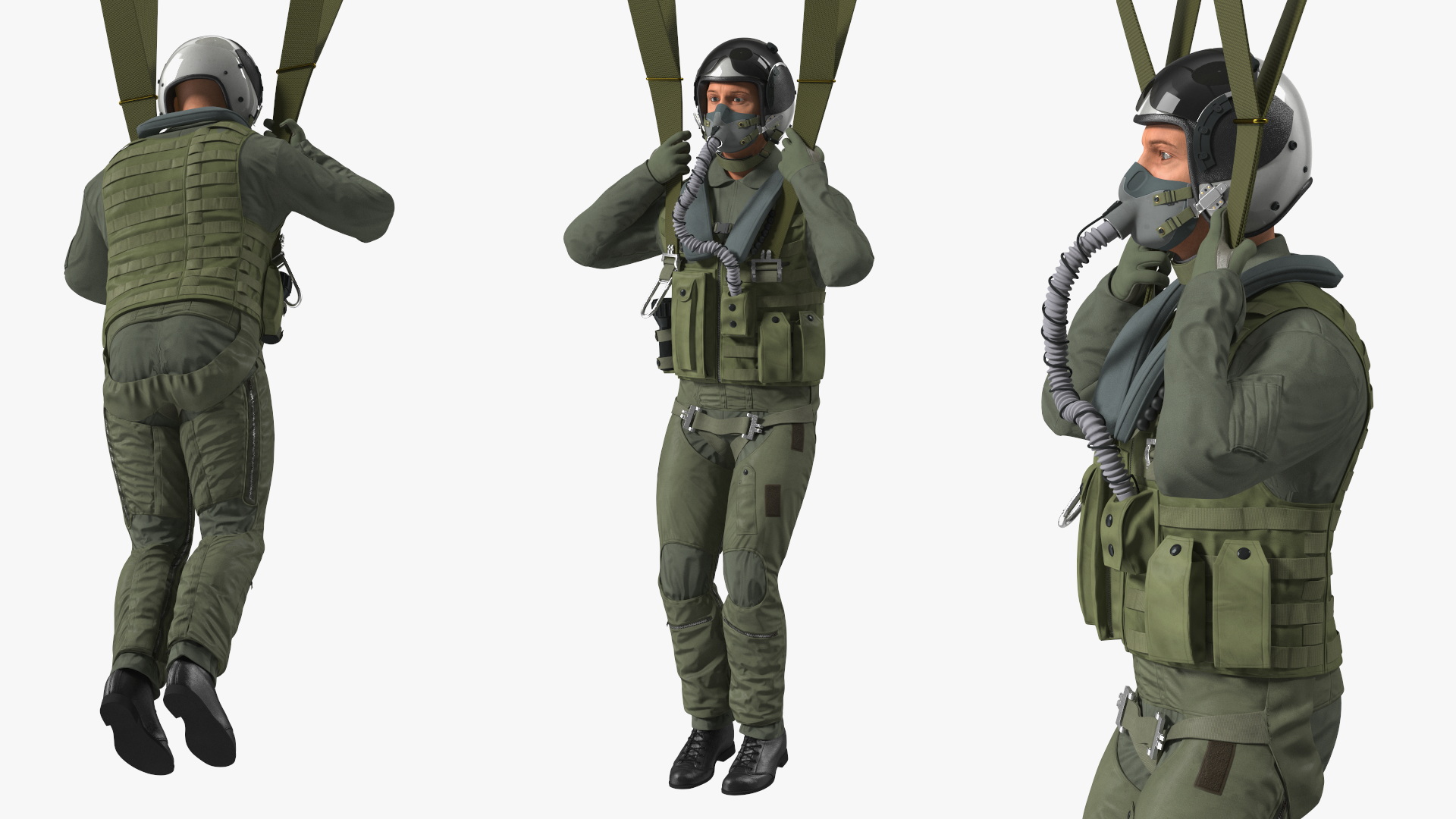 Parachute with US Military Pilot 3D